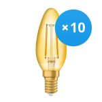 Mehrfachpackung 10x Ledvance Vintage 1906 LED E14 Kerze Gold 1.5W 120lm - 824  | Ersatz für 15W